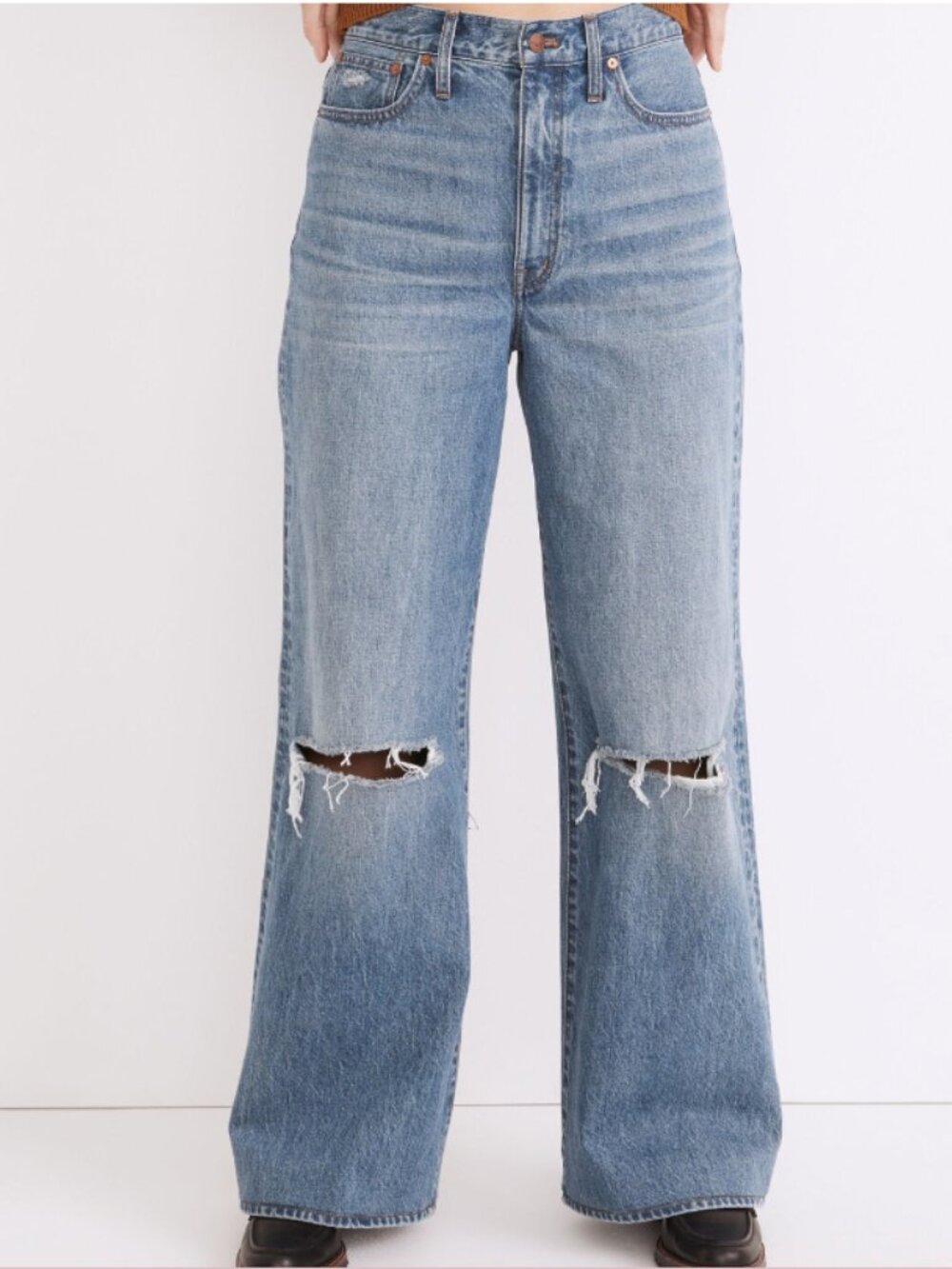 Madewell The Superwide-Leg Jeans in Light Blue Distressed 26P